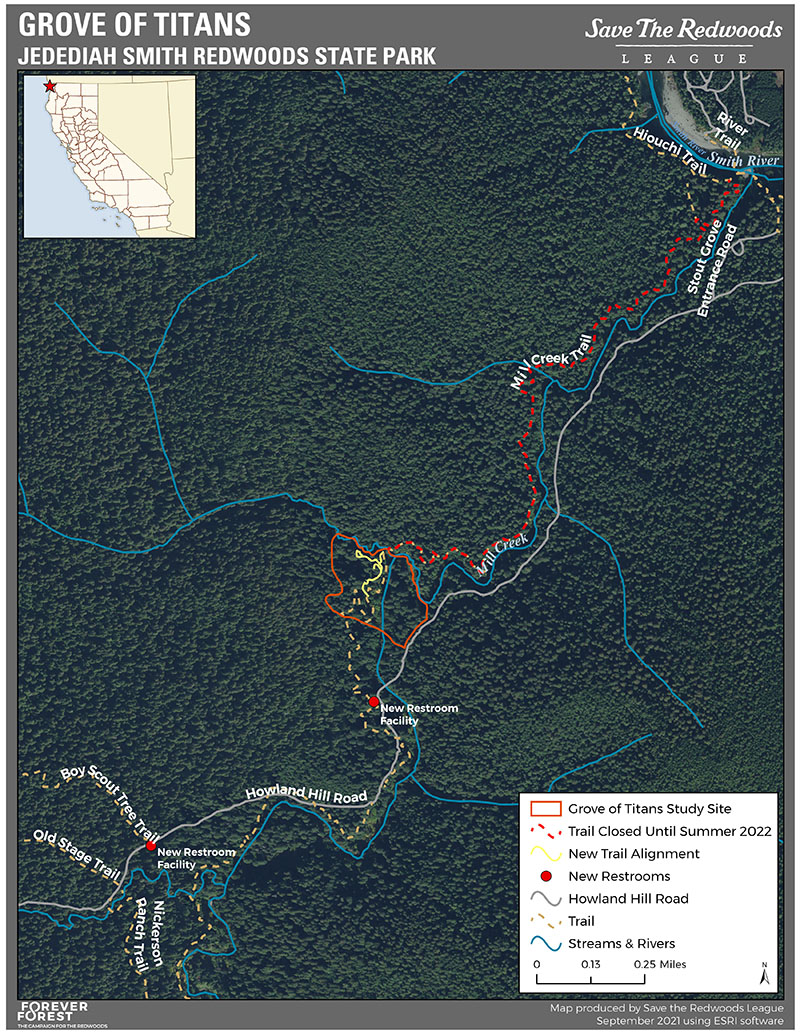 Map of the Grove of Titans Trail Map of the Grove of Titans Trail